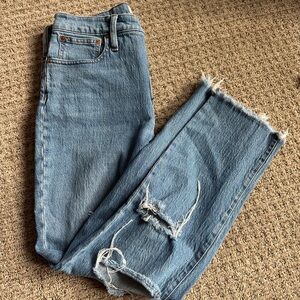 Madewell Frayed Hem Blue Jeans
